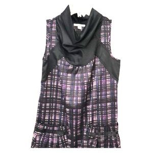Purple and black plaid high neck dress